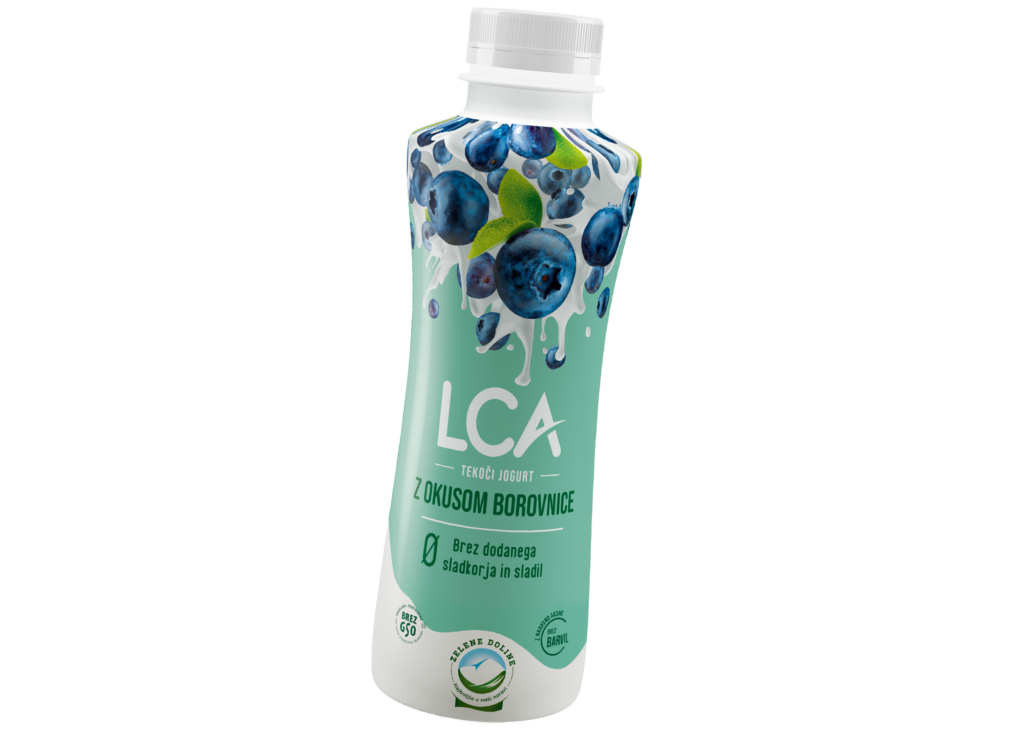 LCA tekoči jogurt z okusom borovnice brez dodanega sladkorja in sladil