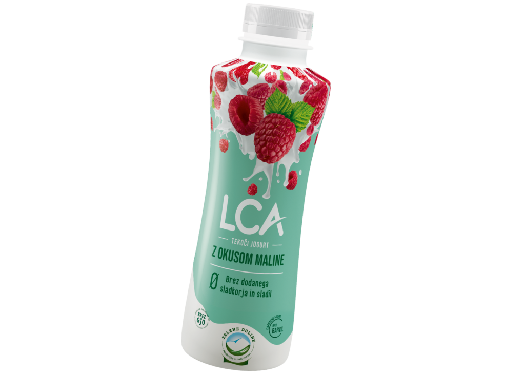 LCA tekoči jogurt z okusom maline brez dodanega sladkorja in sladil